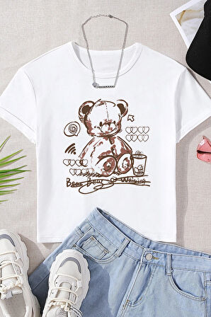 Uyguntarz Çocuk Oyuncak Ayı Baskılı Pamuklu Tshirt