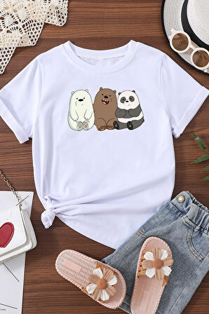 Uyguntarz Çocuk Kafadar Ayılar Baskılı Pamuklu Tshirt