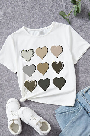 Uyguntarz Çocuk Kalp Baskılı Pamuklu Tshirt