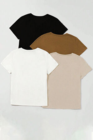 Unisex Basic Model 4'lu Tshirt