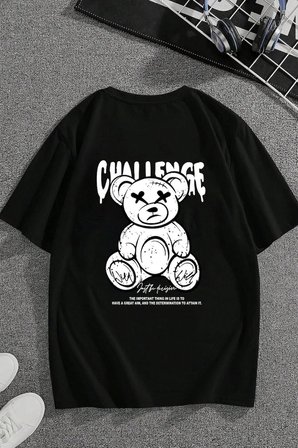 Unisex Chalenge Sırt Baskılı Tasarım Tshirt