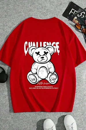 Unisex Chalenge Sırt Baskılı Tasarım Tshirt