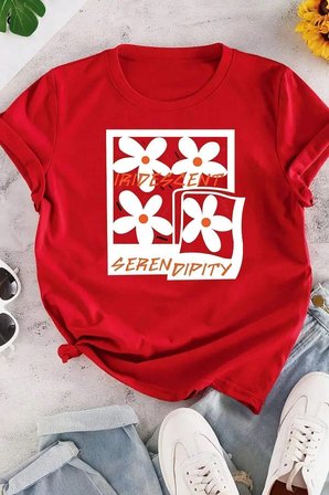 Unisex Serendipity Baskılı Oversize Tshirt