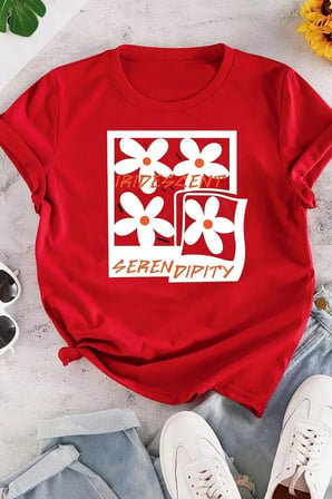 Unisex Serendipity Baskılı Oversize Tshirt