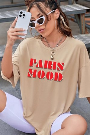 Unisex Paris Mood Baskılı Tasarım Tshirt