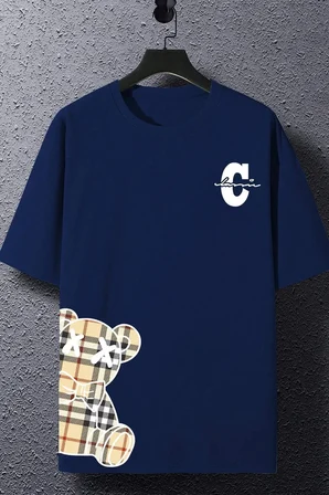 Unisex Pattern Bear Baskılı Tasarım Tshirt