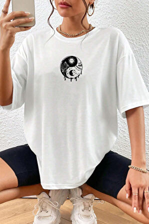 Uyguntarz Unisex Yin & Yang Baskılı T-shirt