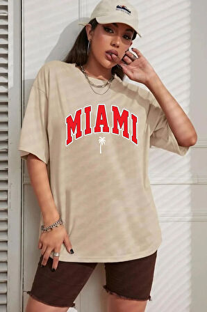 Unisex Miami Baskılı Tasarım Tshirt