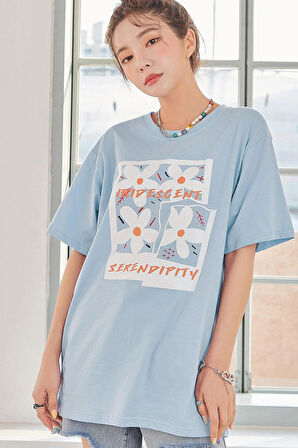 Uyguntarz Unisex Serendipity Baskılı Oversize Tshirt