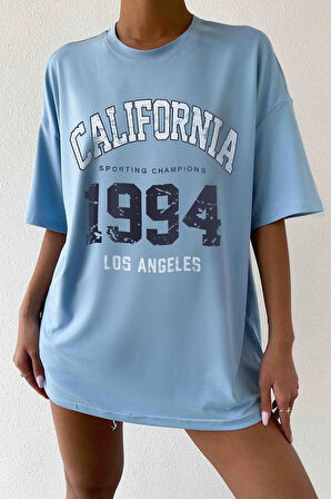 Unisex California Baskılı Oversize Tshirt