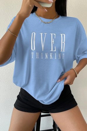 Unisex Over Thinking Baskılı Tasarım Tshirt