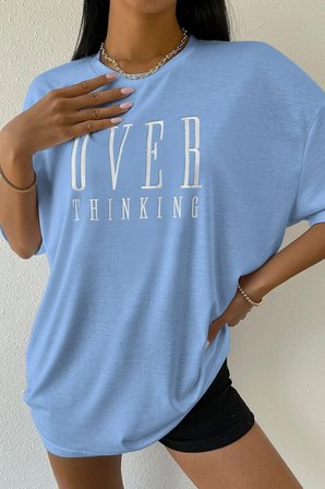 Unisex Over Thinking Baskılı Tasarım Tshirt