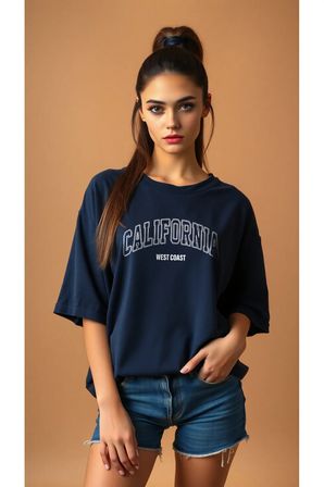 Unisex West Coast Baskılı Oversize Tshirt