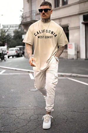 Unisex West Coast Baskılı Oversize Tshirt