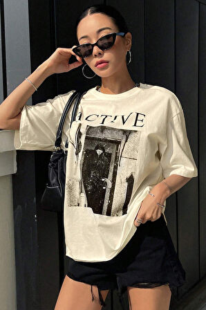 Uyguntarz Unisex Active Baskılı Oversize Tshirt