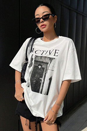 Uyguntarz Unisex Active Baskılı Oversize Tshirt