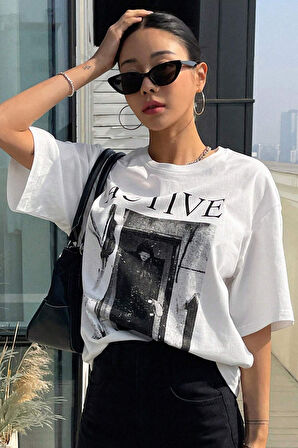 Uyguntarz Unisex Active Baskılı Oversize Tshirt