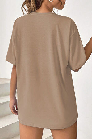 Uyguntarz Unisex Be Happy Baskılı Oversize Tshirt