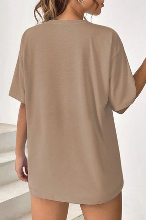 Unisex Be Happy Baskılı Oversize Tshirt