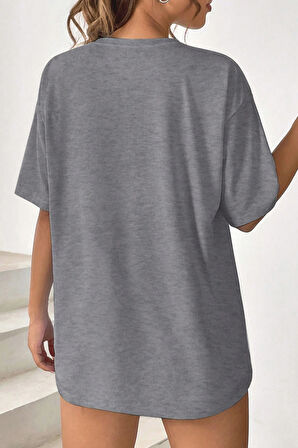 Uyguntarz Unisex Be Happy Baskılı Oversize Tshirt