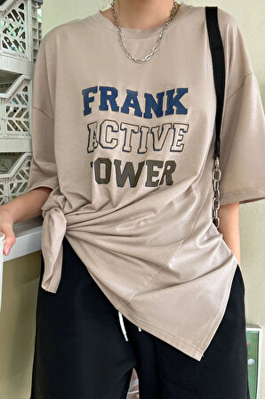 Unisex Frank Active Power Baskılı Oversize Tshirt