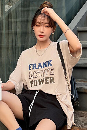 Uyguntarz Unisex Frank Active Power Baskılı Oversize Tshirt