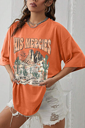 Uyguntarz Unisex His Mercies Baskılı Oversize Tshirt