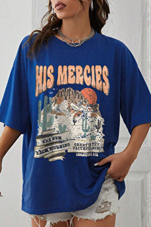 Uyguntarz Unisex His Mercies Baskılı Oversize Tshirt