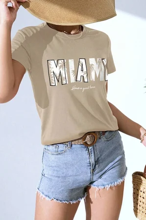 Unisex Miami Baskılı Oversize Tshirt