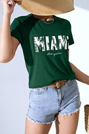 Uyguntarz Unisex Miami Baskılı Oversize Tshirt