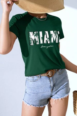 Unisex Miami Baskılı Oversize Tshirt