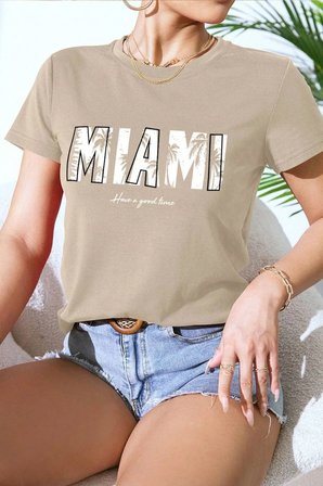 Unisex Miami Baskılı Oversize Tshirt