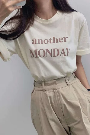 Unisex Another Monday Baskılı Oversize Tshirt