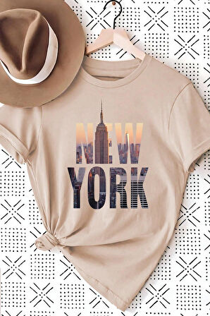 Unisex New York Baskılı Oversize Tshirt