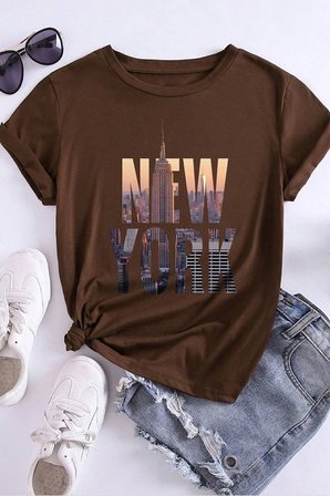 Unisex New York Baskılı Oversize Tshirt