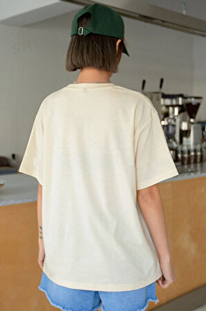 Uyguntarz Unisex Flowers Baskılı Oversize Tshirt