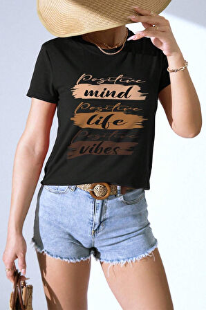 Uyguntarz Unisex Mind Life Vibes Baskılı Oversize Tshirt