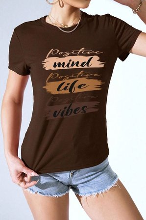 Unisex Mind Life Vibes Baskılı Oversize Tshirt