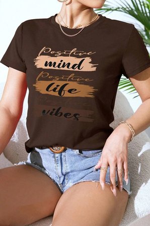 Unisex Mind Life Vibes Baskılı Oversize Tshirt