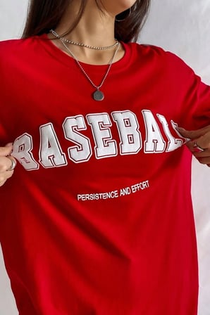 Unisex Baseball Baskılı Oversize Tshirt