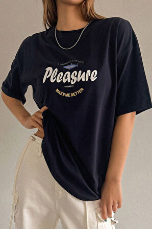Uyguntarz Unisex Pleasure Baskılı Oversize Tshirt