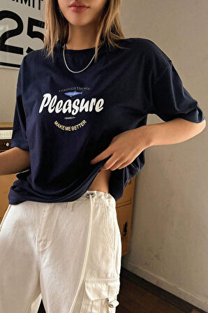 Uyguntarz Unisex Pleasure Baskılı Oversize Tshirt