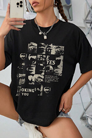 Uyguntarz Unisex Looking Baskılı Oversize Tshirt