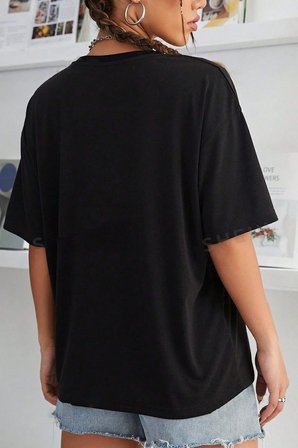 Unisex Looking Baskılı Oversize Tshirt