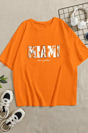 Uyguntarz Unisex Miami Baskılı Oversize Tshirt