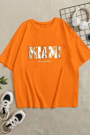 Unisex Miami Baskılı Oversize Tshirt