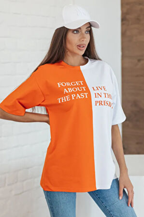 Unisex Forget Live Baskılı Oversize Tshirt