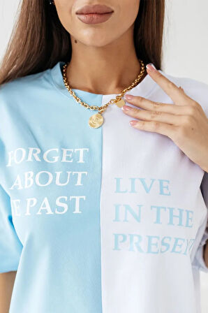 Uyguntarz Unisex Forget Live Baskılı Oversize Tshirt