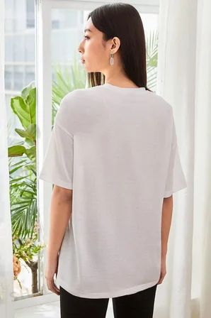 Unisex Nostalgia Baskılı Oversize Tshirt