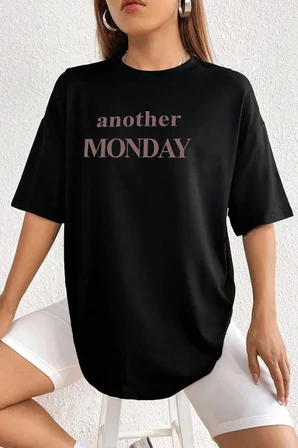 Unisex Another Monday Baskılı Oversize Tshirt